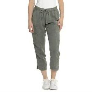 C&C California Linen Olive Green Cargo Cropped #3481